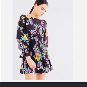 UO Leandra smocked long sleeve mini dress